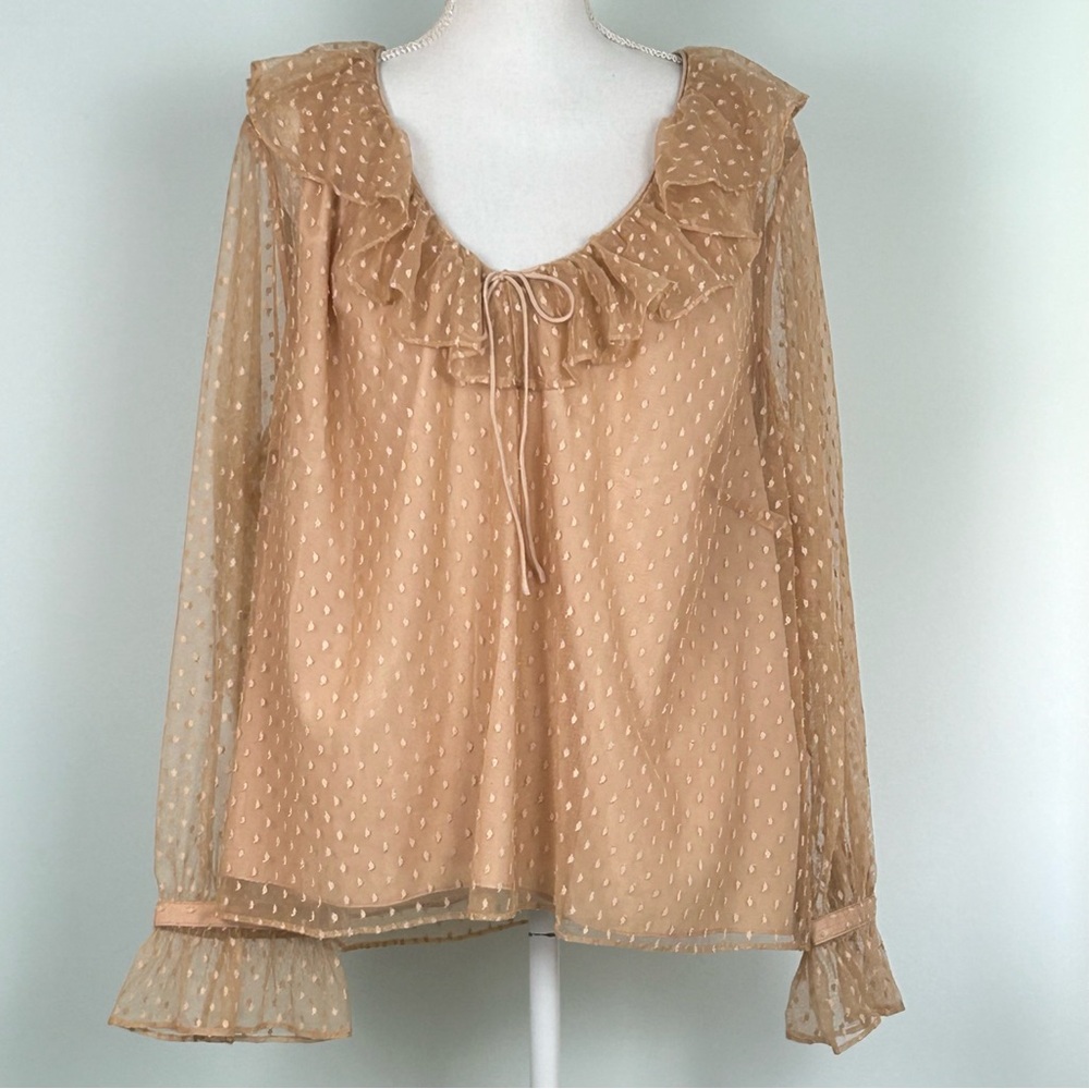 🎉HP🎉 NWT J. Crew Ruffled Neck Clip Dot Blouse